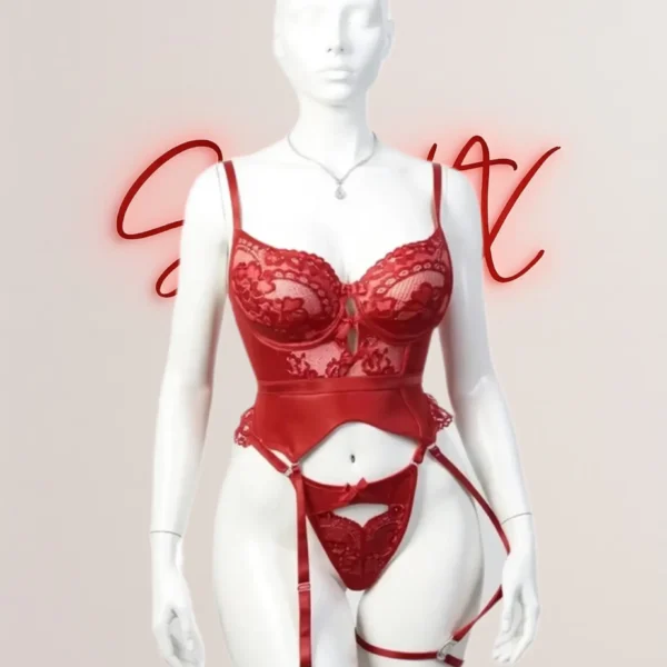 لباس زیر فانتزی کاستوم گارتر دار قرمز